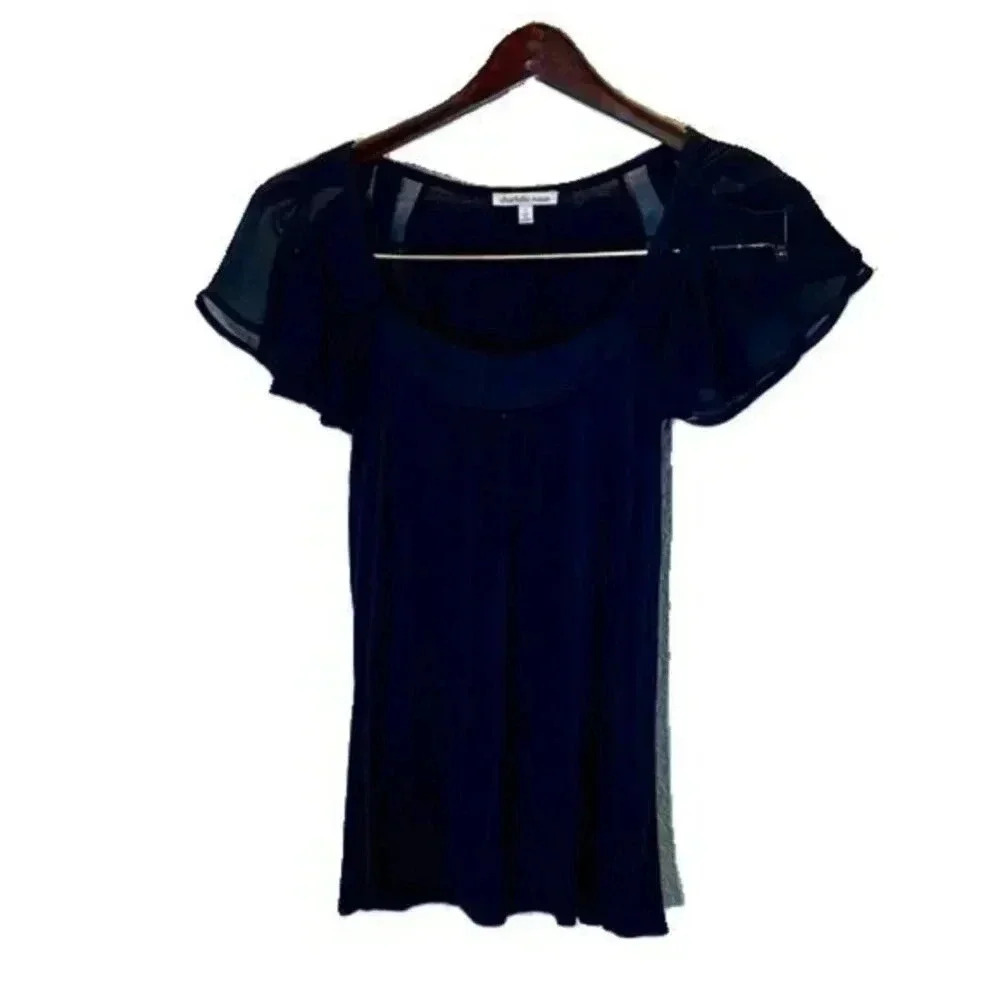 Charlotte Russe Women's Flutter Short Sleeve Top Shirt Size Small